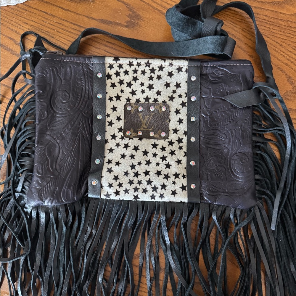 Black and White Star Fringe Bag